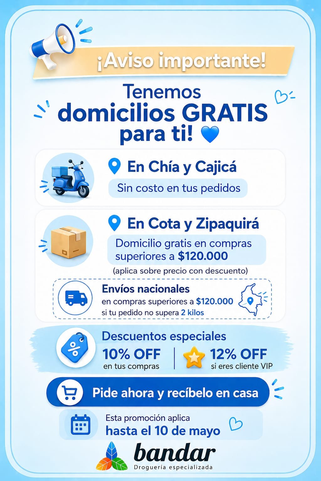 Domicilios gratis Bandar